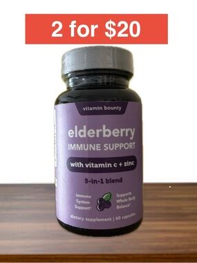 NEW Vitamin Bounty Elderberry Immune Support Vitamin C + Zinc…Get 2 for $20